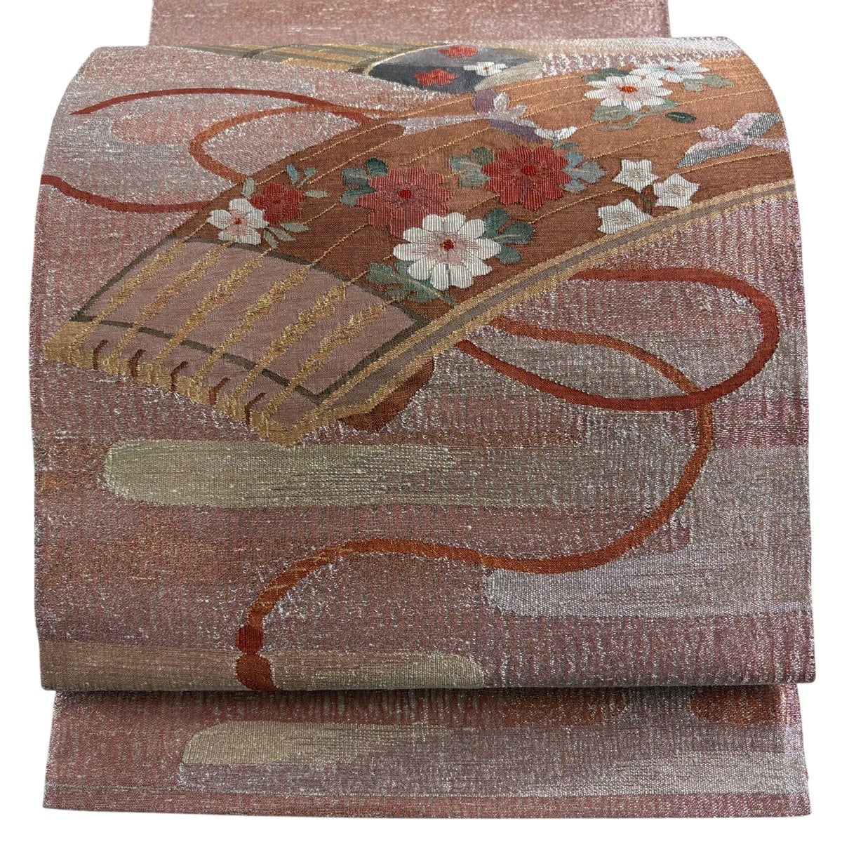 70%OFF 【美品】 袋帯 秀品 関西仕立て 和楽器 霞 金銀糸 綴れ ピンク