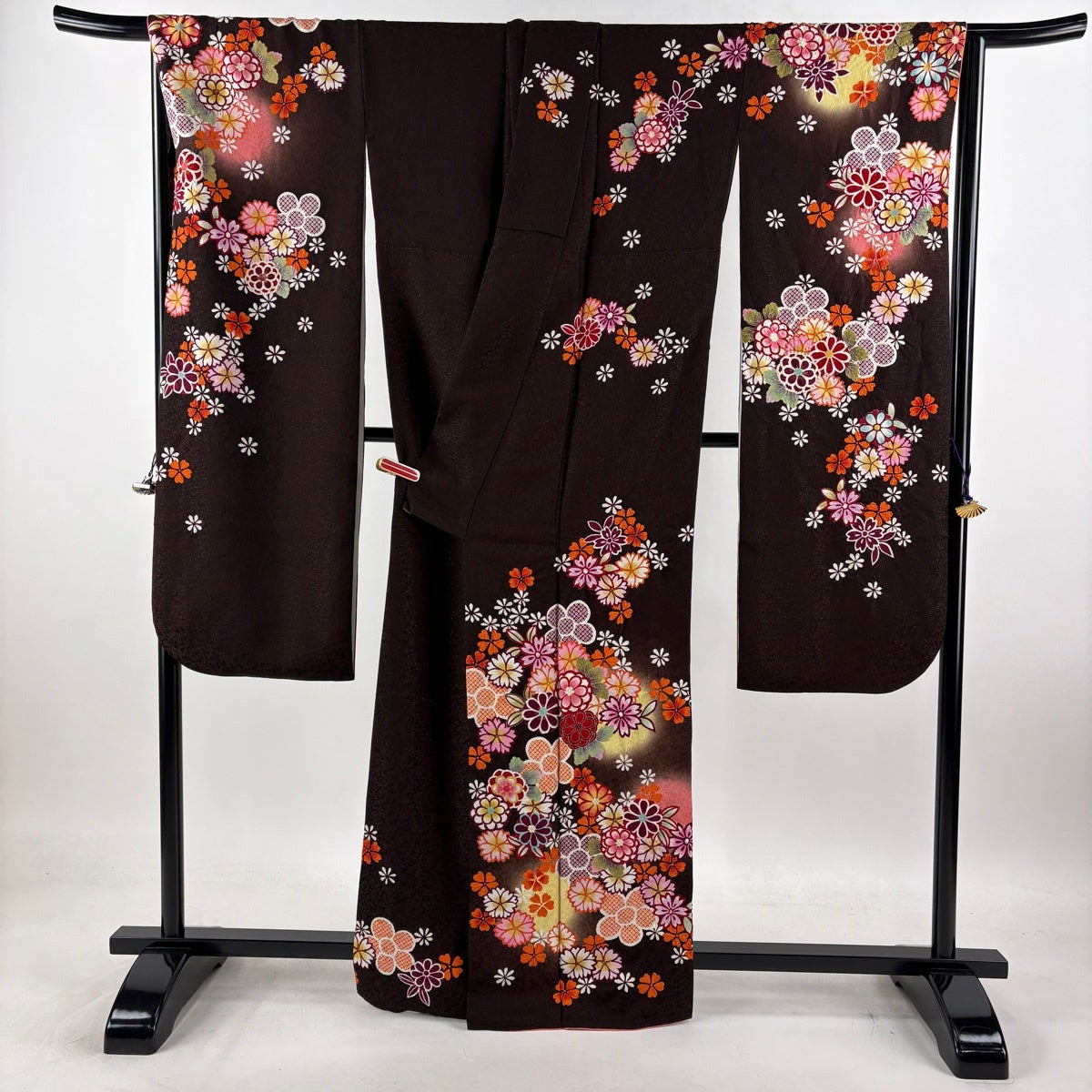 美品】 振袖 身丈165cm 裄丈66.5cm M 袷 徳永憲峯 落款あり 草花 梅 金