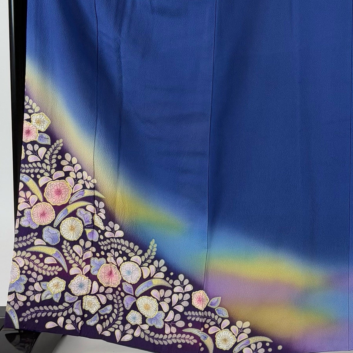 振袖 身丈164.5cm 裄丈64.5cm M 袷 辻が花 ぼかし 青 正絹 名品｜中古