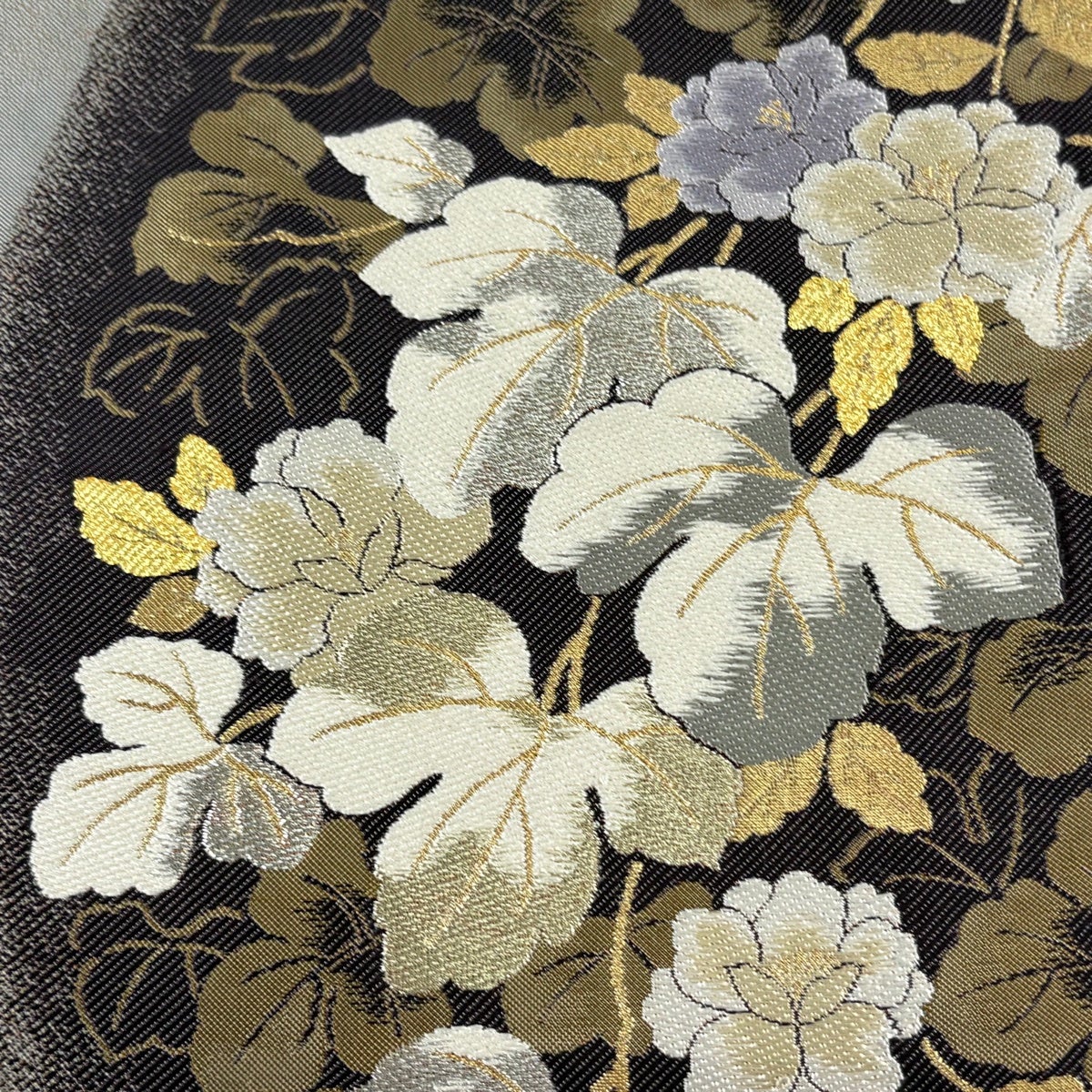 袋帯 名品 やまと 草花 金銀糸 箔 灰紫 六通 正絹｜中古・古着