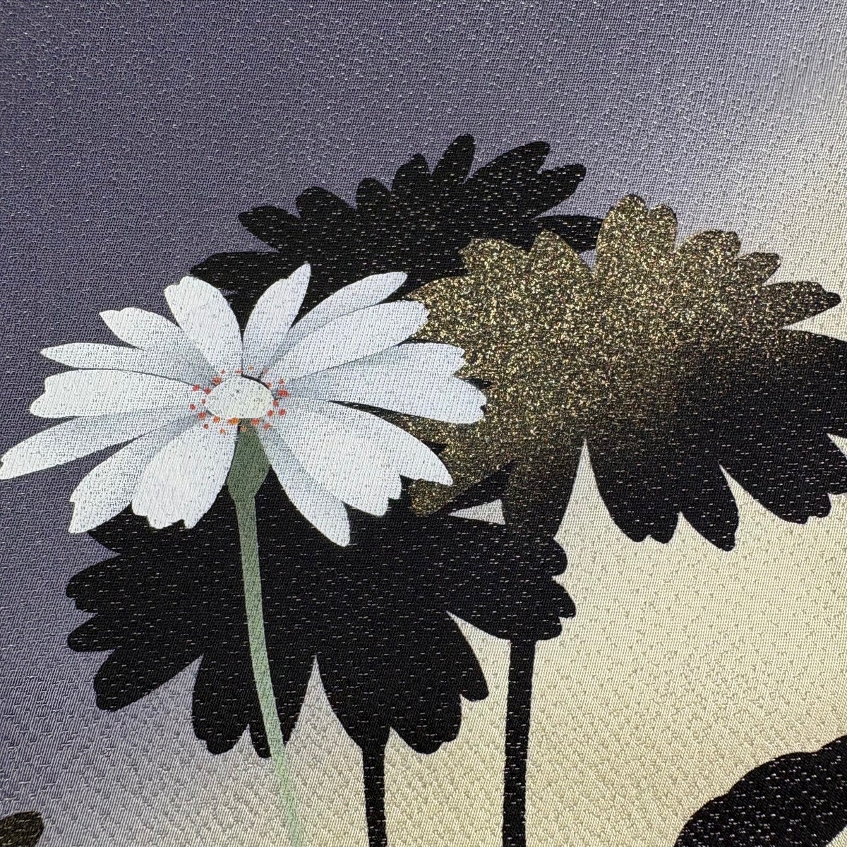 美品】 袋帯 名品 丹下雄介 落款あり やまと 草花 シルエット 銀糸