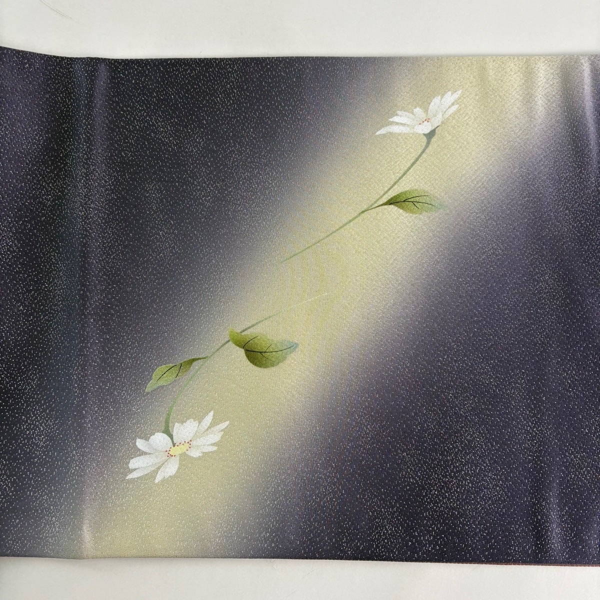 美品】 袋帯 名品 丹下雄介 落款あり やまと 草花 シルエット 銀糸