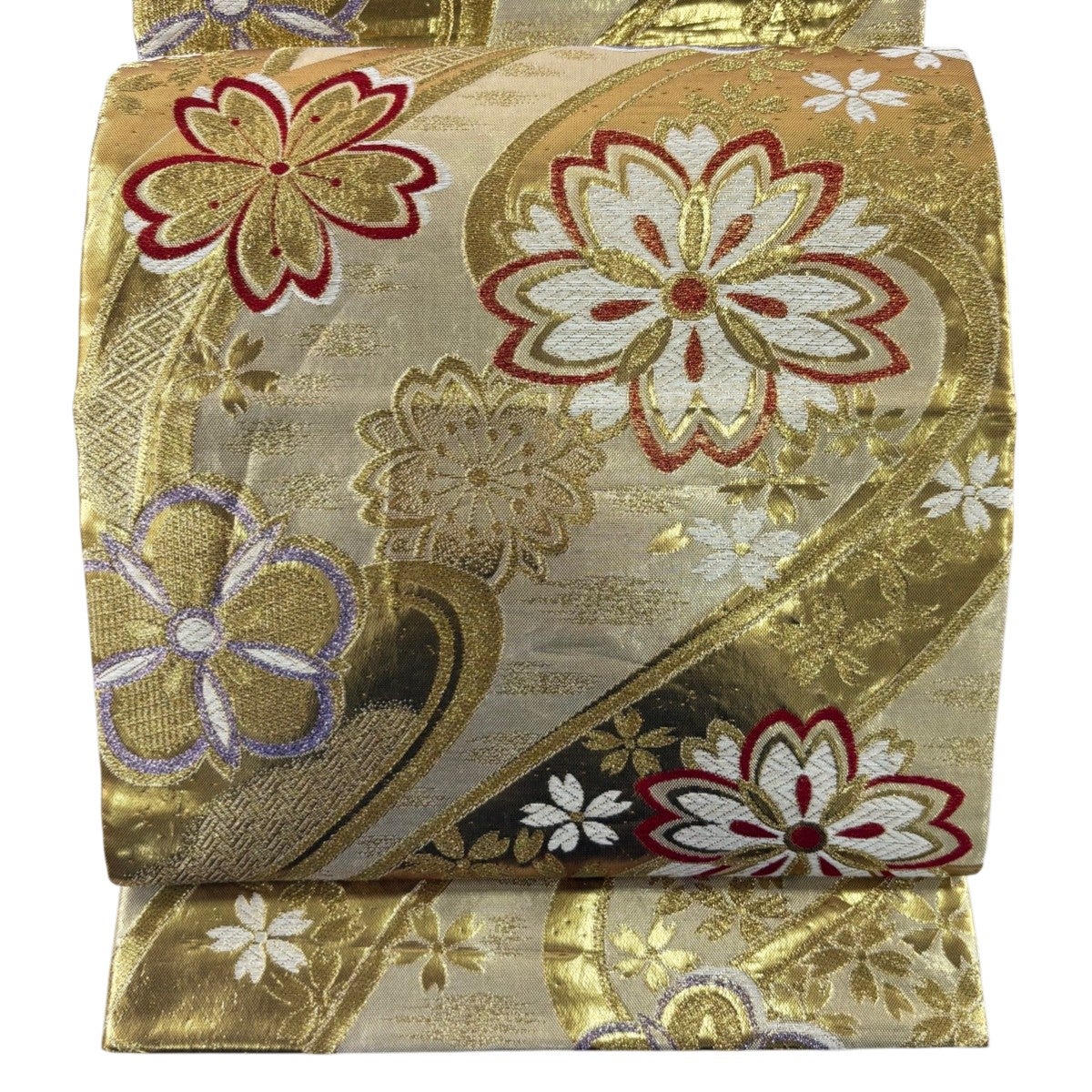 38　2点　美品✨正絹　金糸　個性的な袋帯 美品】 袋帯 秀品 霞 箔 金糸 金色 六通 正絹｜中古・古着・リサイクル