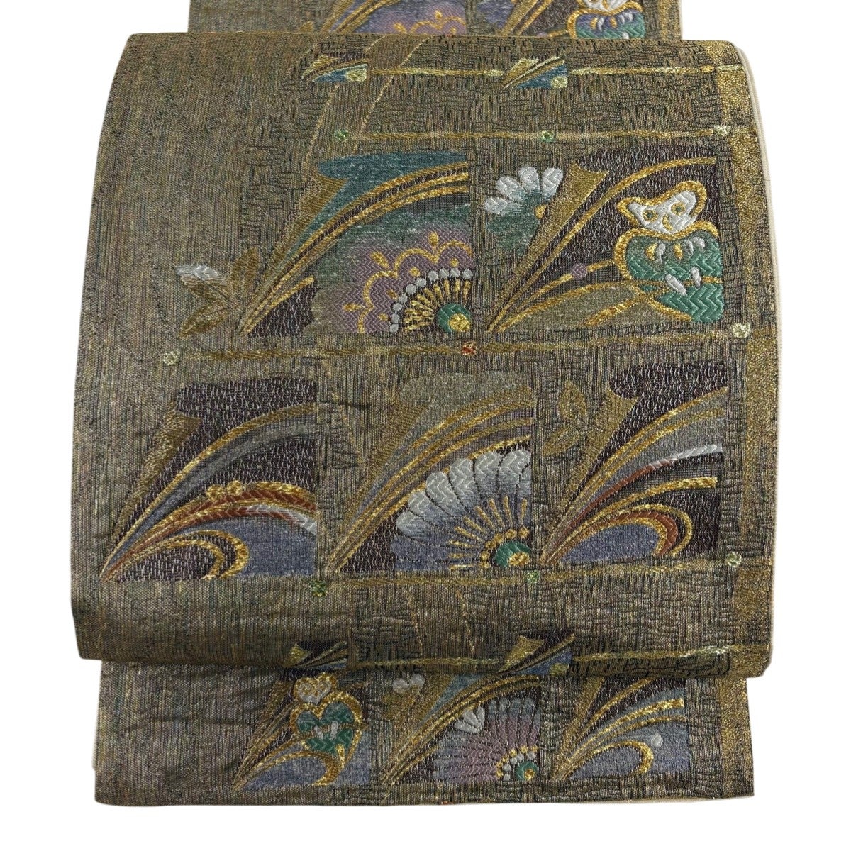 袋帯 美品 秀品 裂取辻が花 松 金糸 松 茶色 六通 正絹 【中古】 袋帯