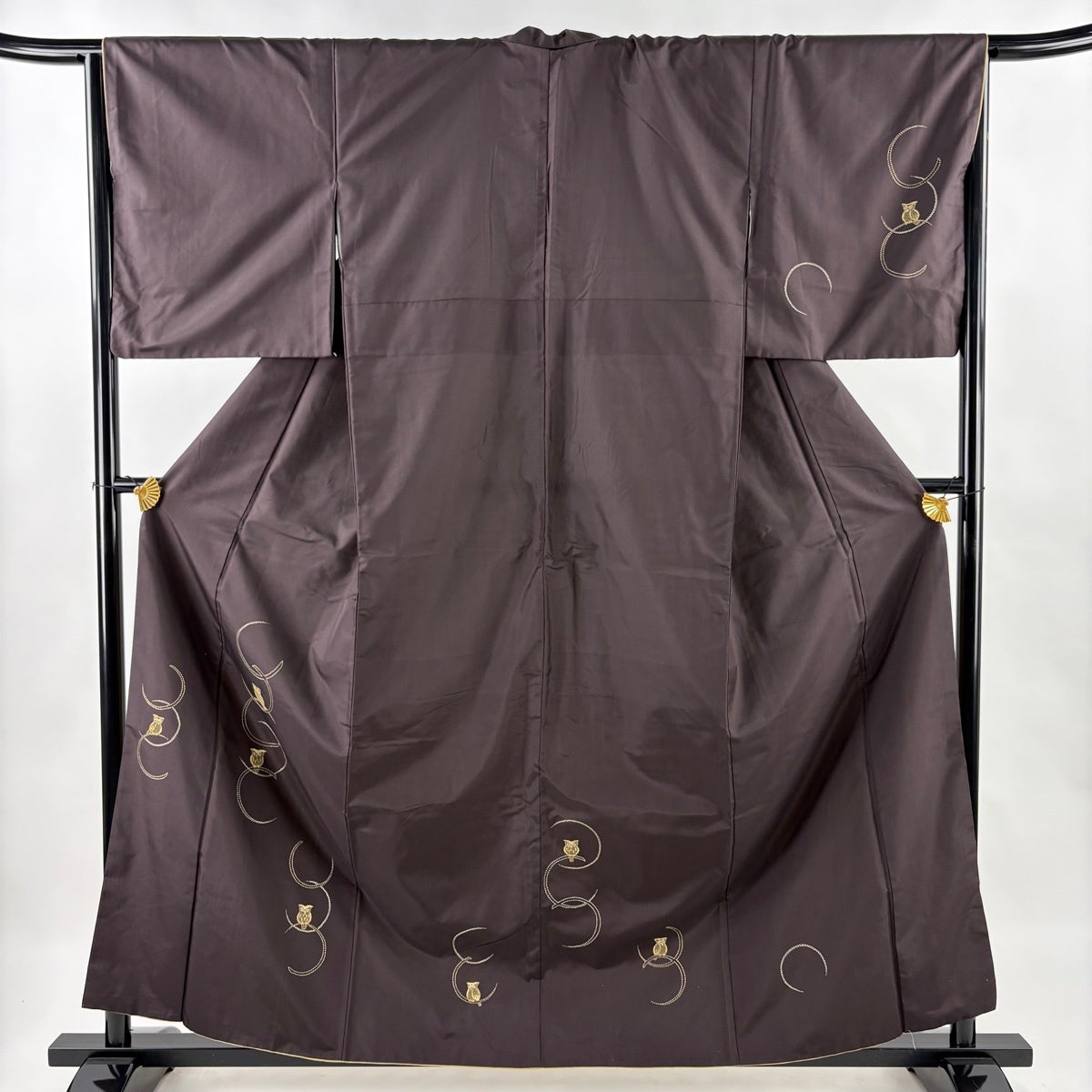 付下げ 身丈162cm 裄丈64.5cm M 袷 紬地 草花 濃紺 正絹 秀品|中古 付下げ 身丈162cm 裄丈64.5cm M 袷 紬地 草花 濃紺 正絹 秀品|中古
