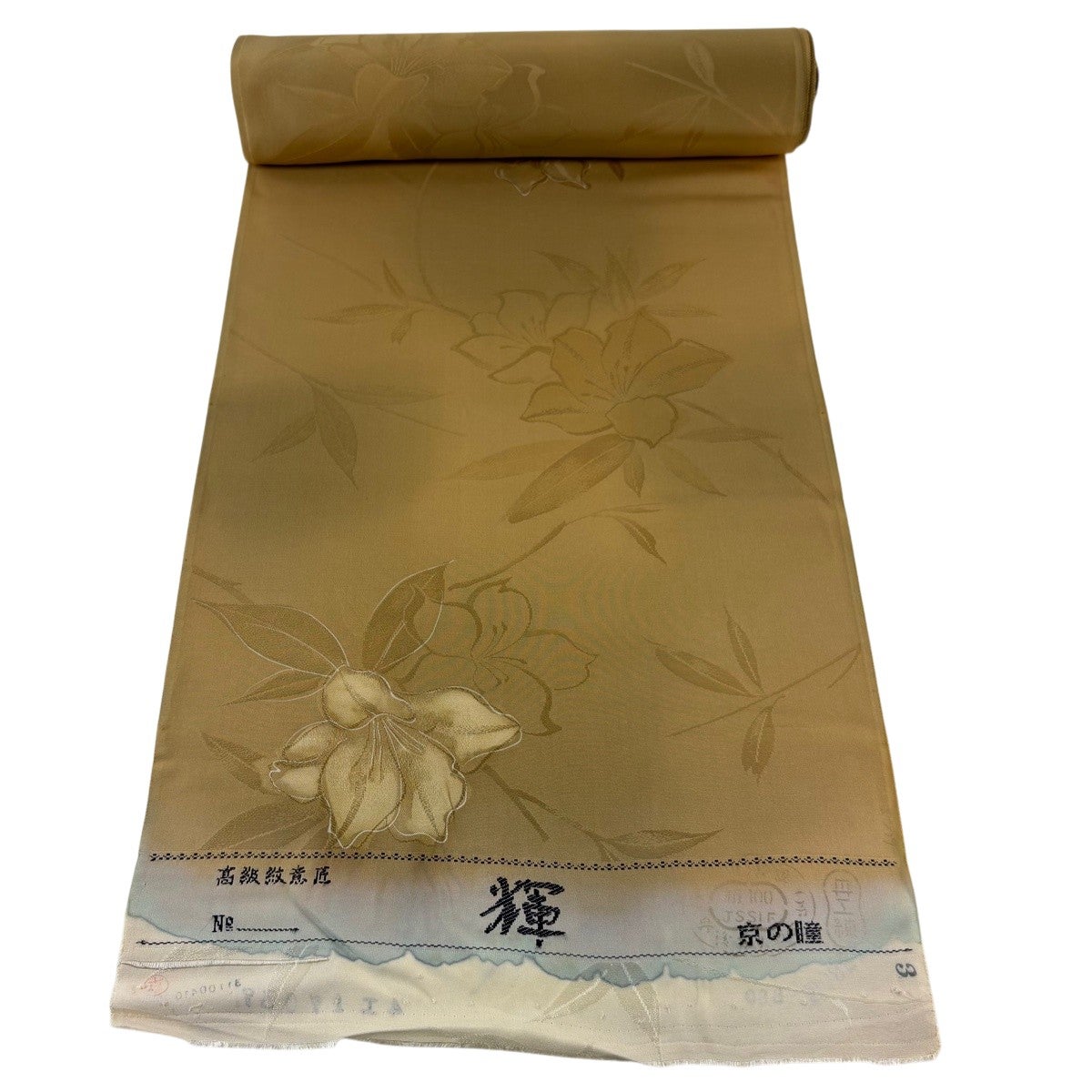 美品】反物 秀品 小紋 縦縞 山吹茶色 正絹｜中古・古着・リサイクル