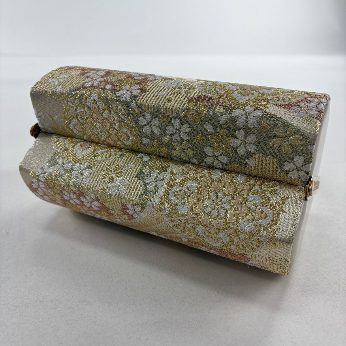 美品】和装バッグ 優品 フォーマル 華文 桜 金糸 箔 金色 正絹 和装