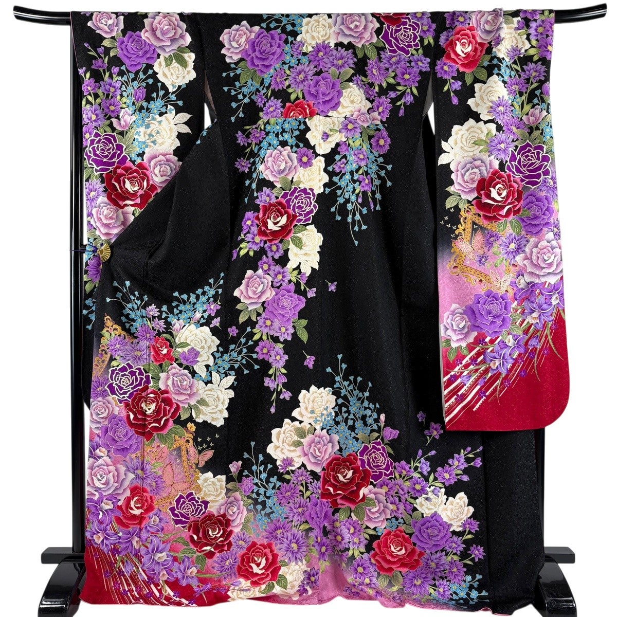 美品】 振袖 身丈167cm 裄丈67cm M 袷 松竹梅 菊 銀通し 金銀彩 薄黄