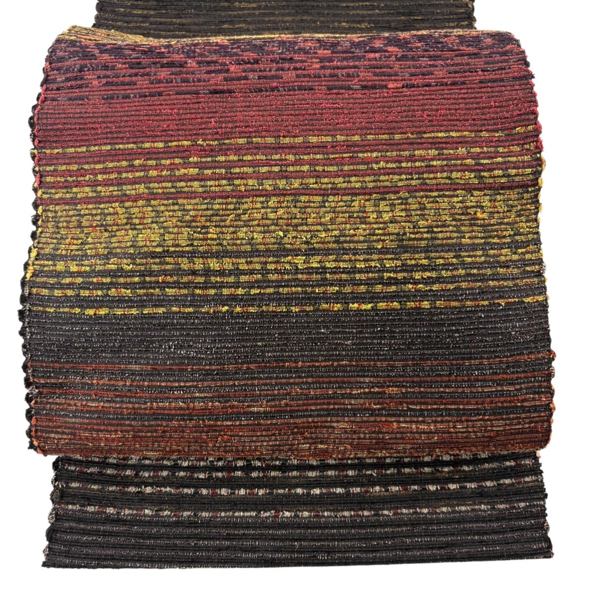 美品】 名古屋帯 逸品 紬地 八寸名古屋帯 松葉仕立て 縞 焦茶色 正絹