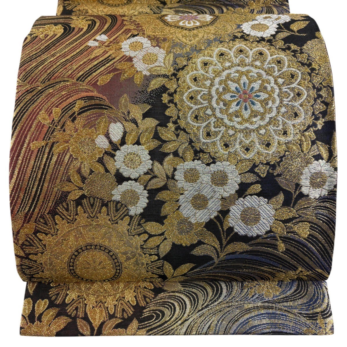 袋帯 秀品 草花 華文 金糸 箔 金茶 六通 正絹｜中古・古着・リサイクル