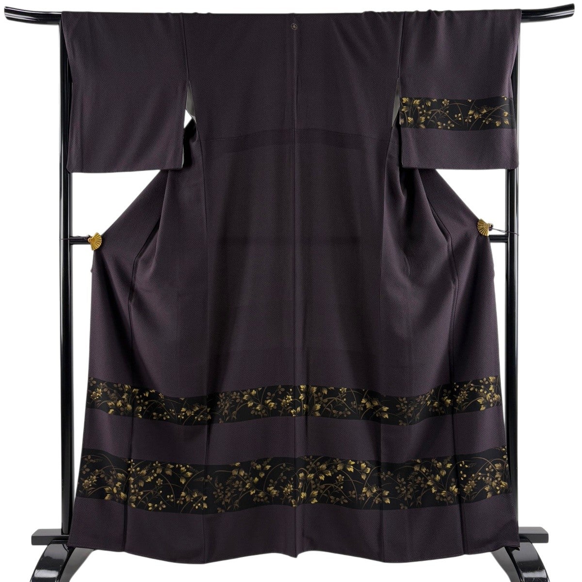 紬 身丈157cm 裄丈63cm S 袷 幾何学 焦茶色 正絹 秀品｜中古・古着