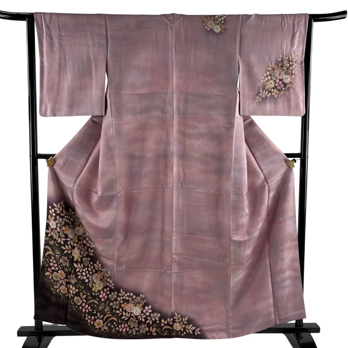 美品】 訪問着 身丈162cm 裄丈63cm S 袷 辻が花 流水 金彩 ぼかし 水色