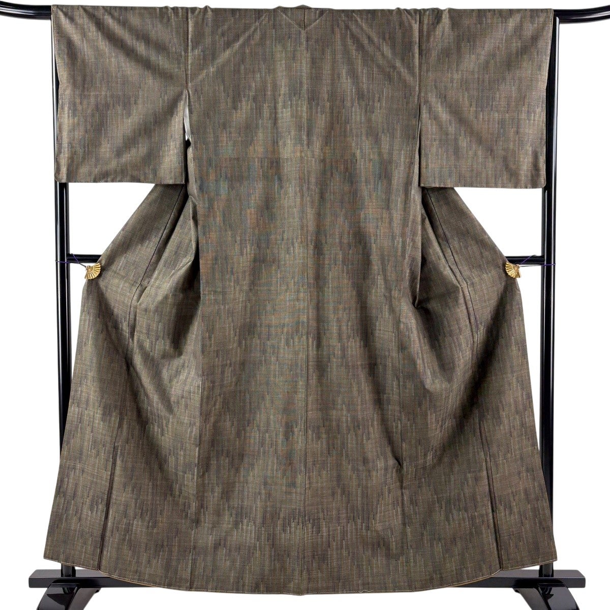 美品】 大島紬 身丈159.5cm 裄丈64cm M 袷 純泥染 証紙あり 縦縞 幾何