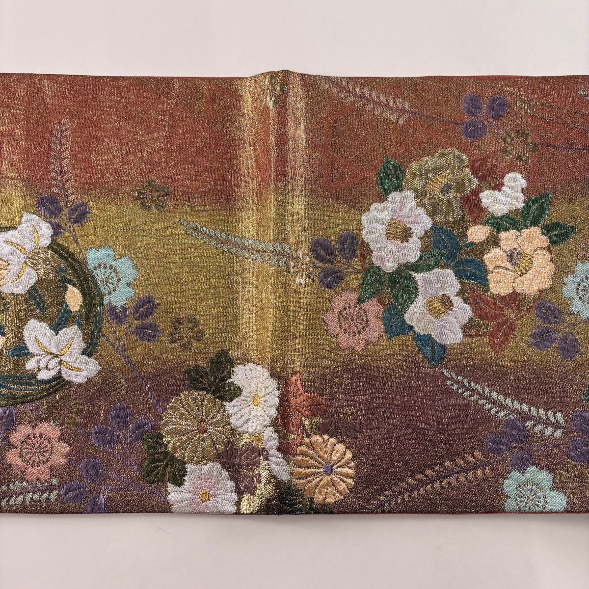 袋帯 秀品 草花 花丸文 箔 金色 六通 正絹｜中古・古着・リサイクル