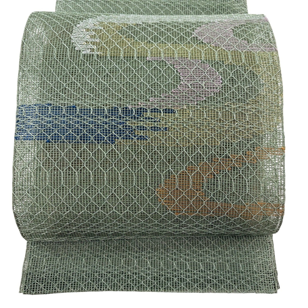 名古屋帯 秀品 夏帯 羅 八寸名古屋帯 扇面 薄茶色 正絹｜中古・古着