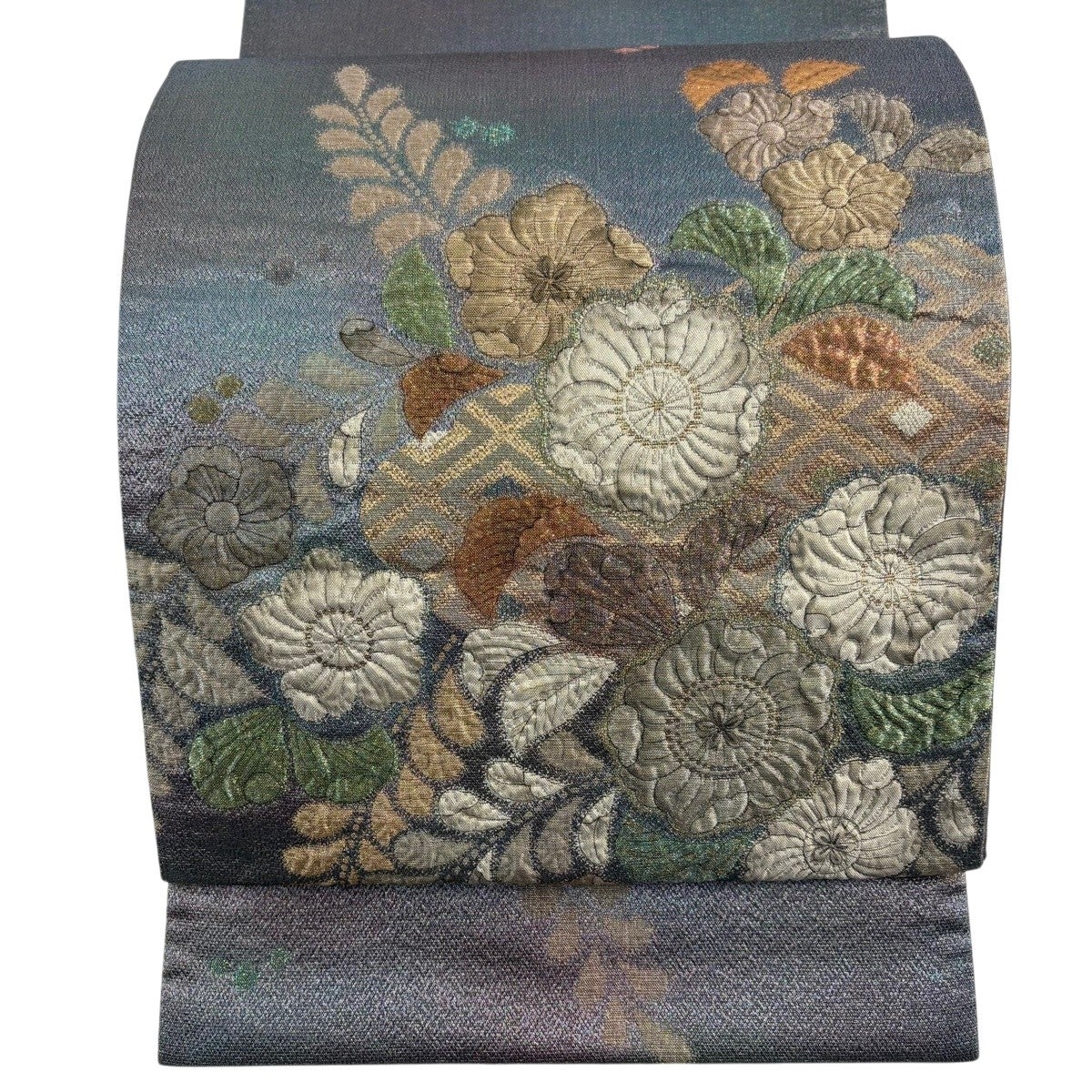 30%OFF 袋帯 名品 辻が花 幾何学模様 金通し サーモンピンク お太鼓柄