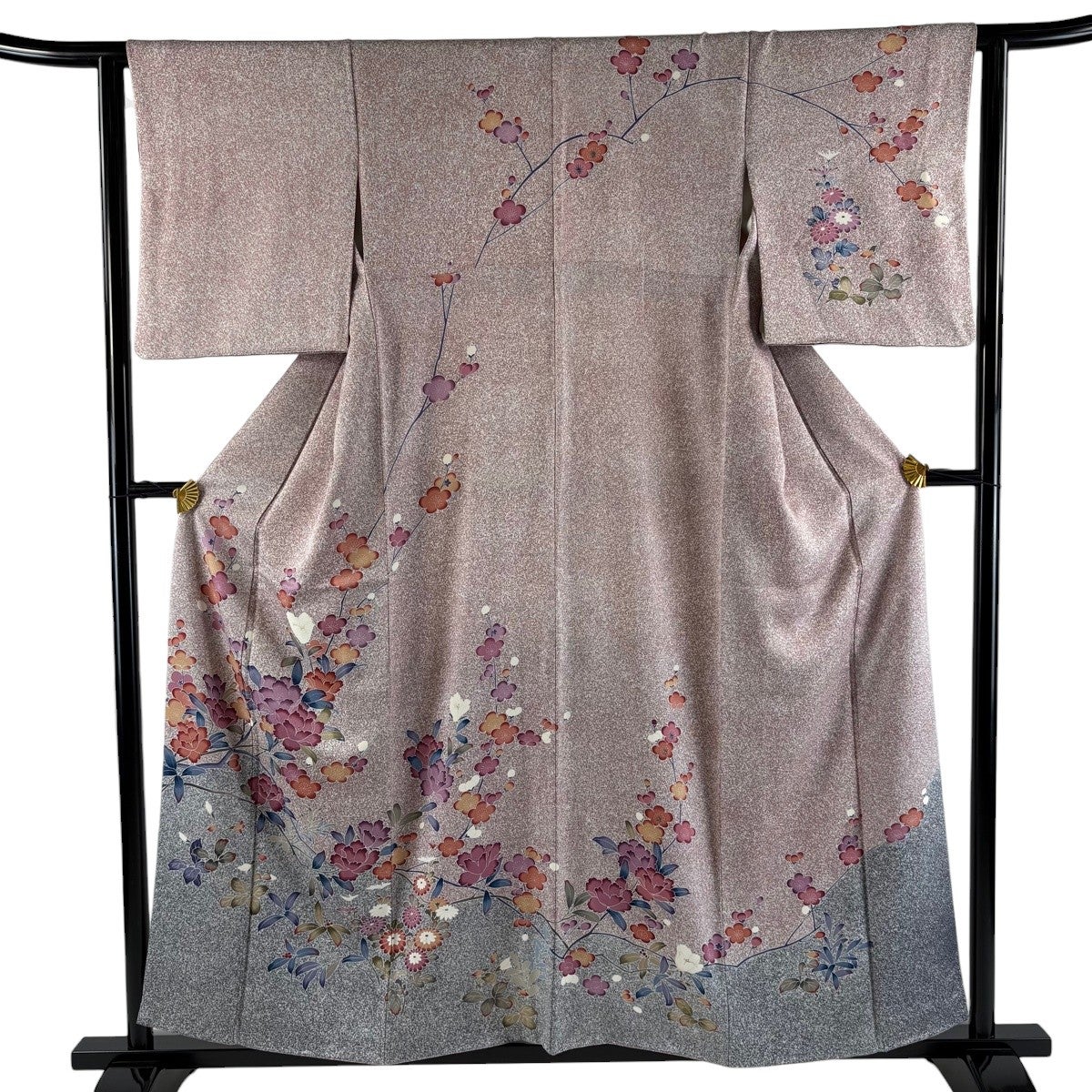 美品】 訪問着 身丈153.5cm 裄丈63cm S 袷 しょうざん 生紬 証紙あり