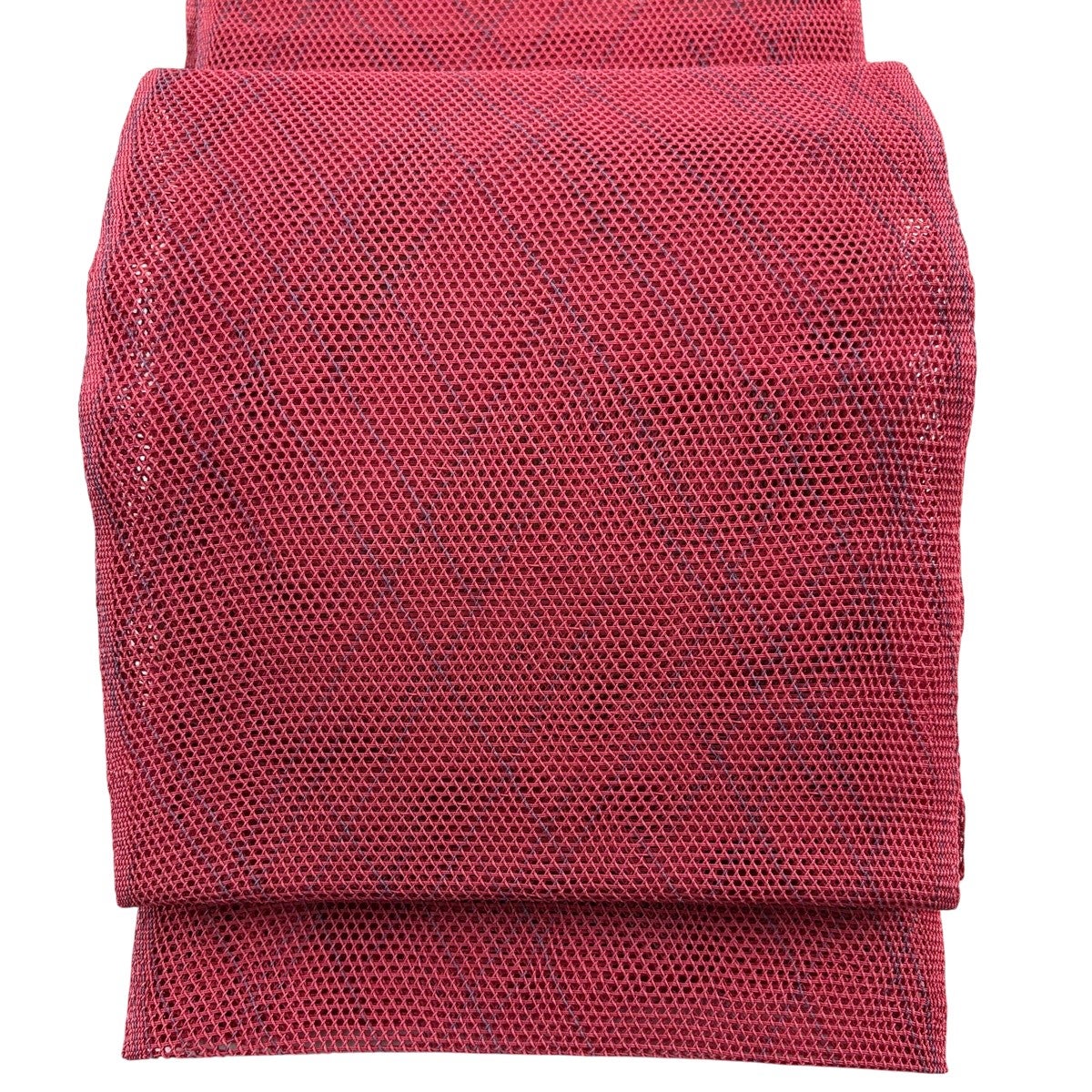 美品】 名古屋帯 秀品 八寸名古屋帯 松葉仕立て 夏帯 羅 縞 幾何学模様
