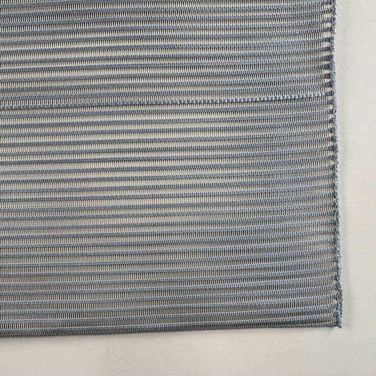 名古屋帯 秀品 夏帯 絽 八寸名古屋帯 松葉仕立て 段縞 青灰色 正絹