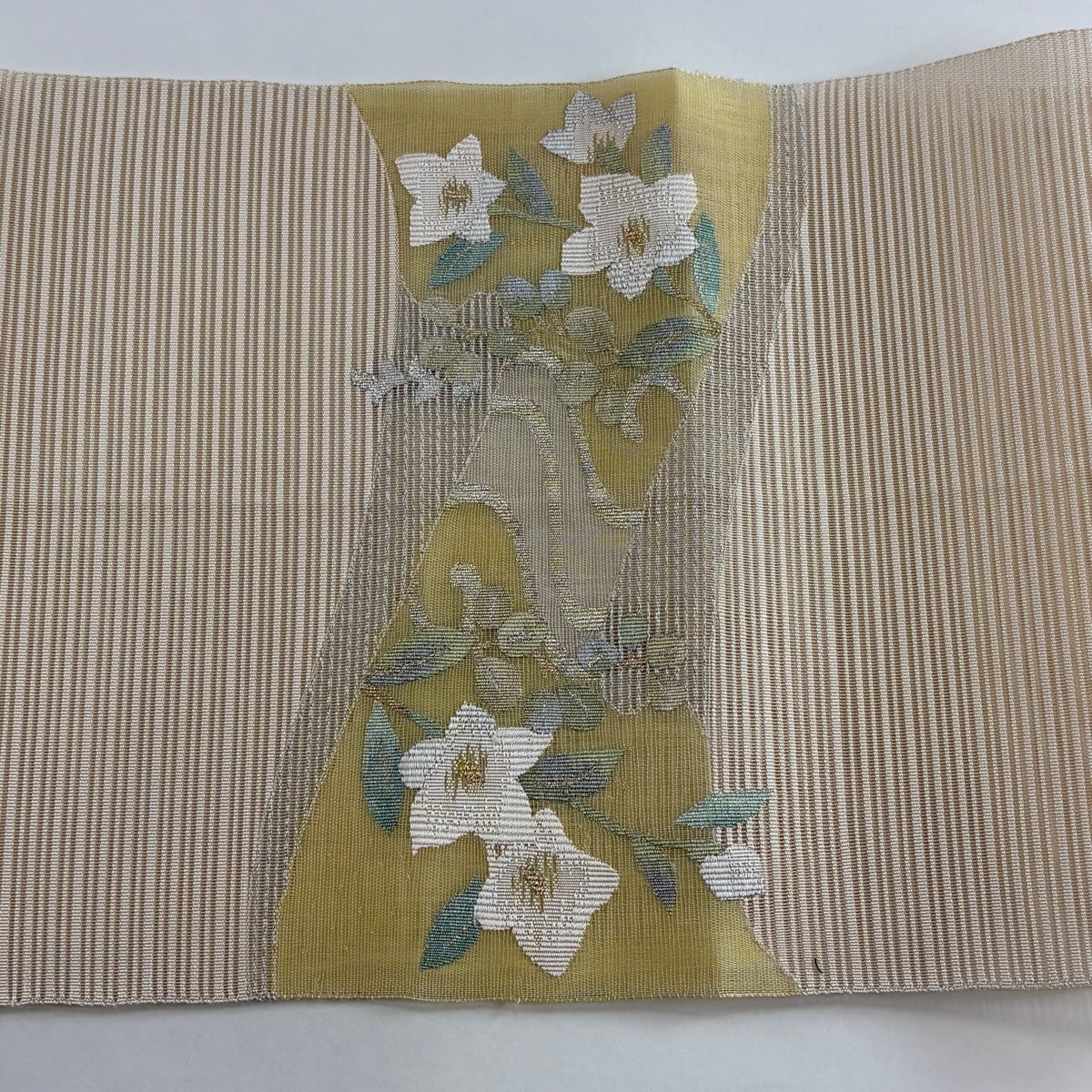 名古屋帯 秀品 夏帯 絽 八寸名古屋帯 松葉仕立て トンネル仕立て 秋草