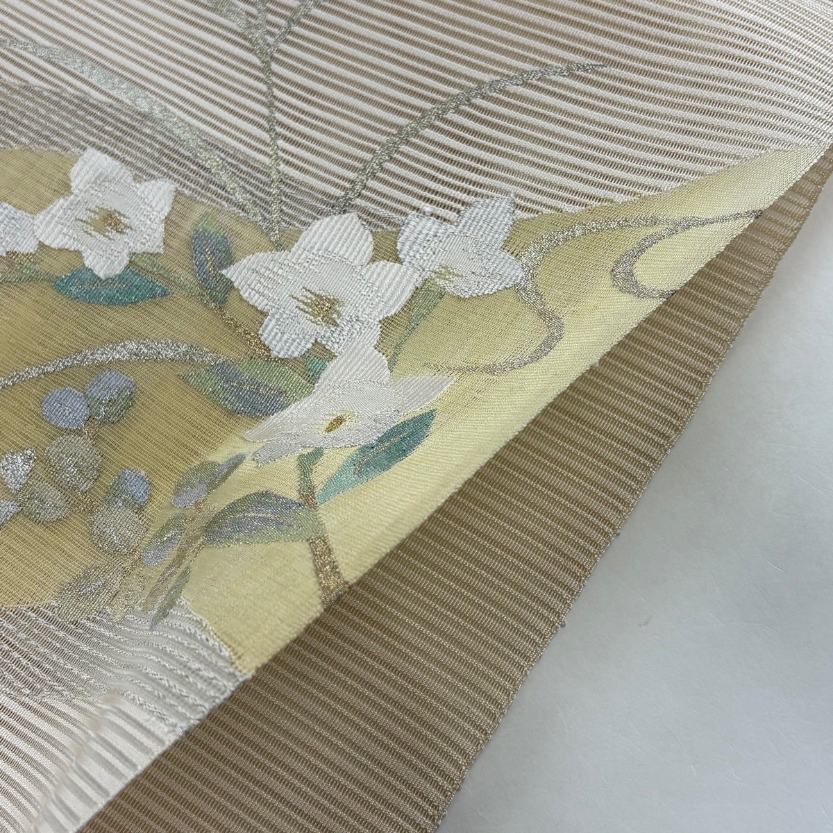 名古屋帯 秀品 夏帯 絽 八寸名古屋帯 松葉仕立て トンネル仕立て 秋草