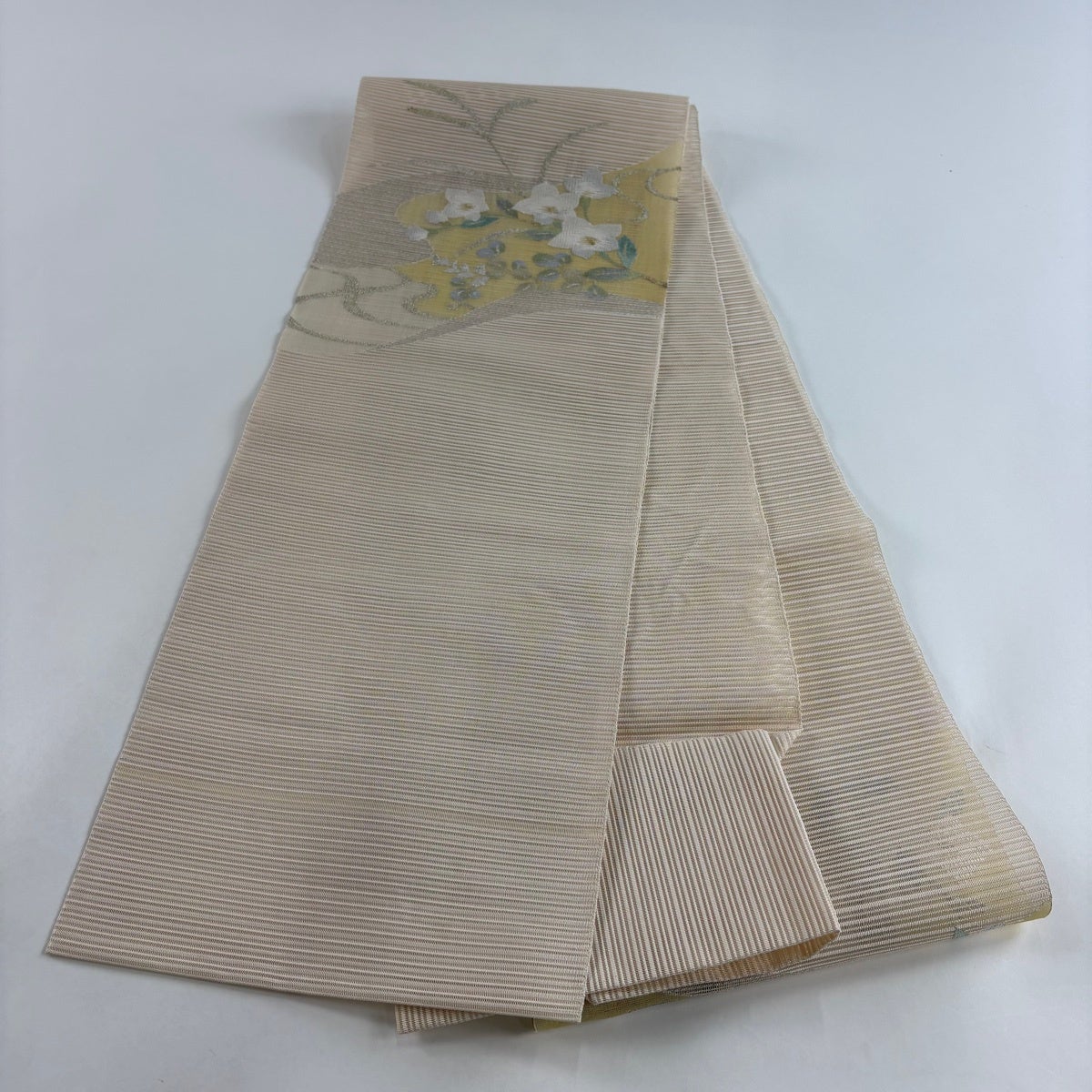 名古屋帯 秀品 夏帯 絽 八寸名古屋帯 松葉仕立て トンネル仕立て 秋草