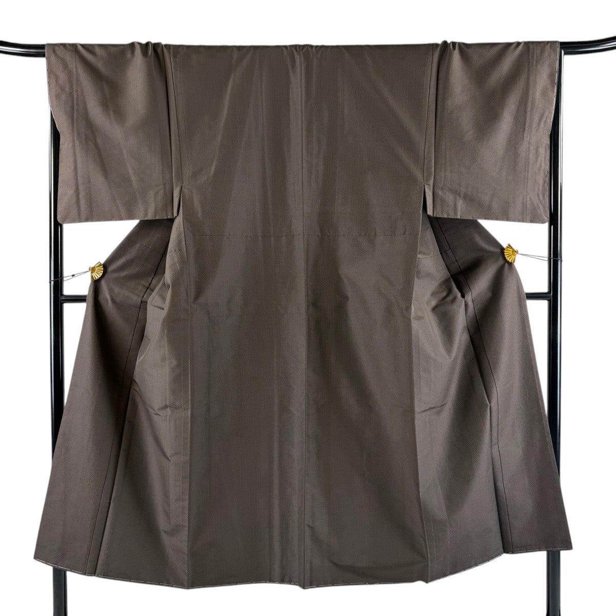 男着物 身丈144cm 裄丈68.5cm M 袷 紬 亀甲絣 焦茶色 正絹 秀品｜中古