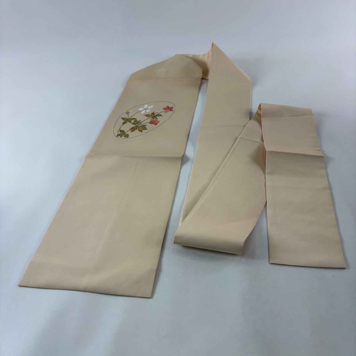 名古屋帯 秀品 草花 金糸 金銀彩 ベージュ 正絹｜中古・古着