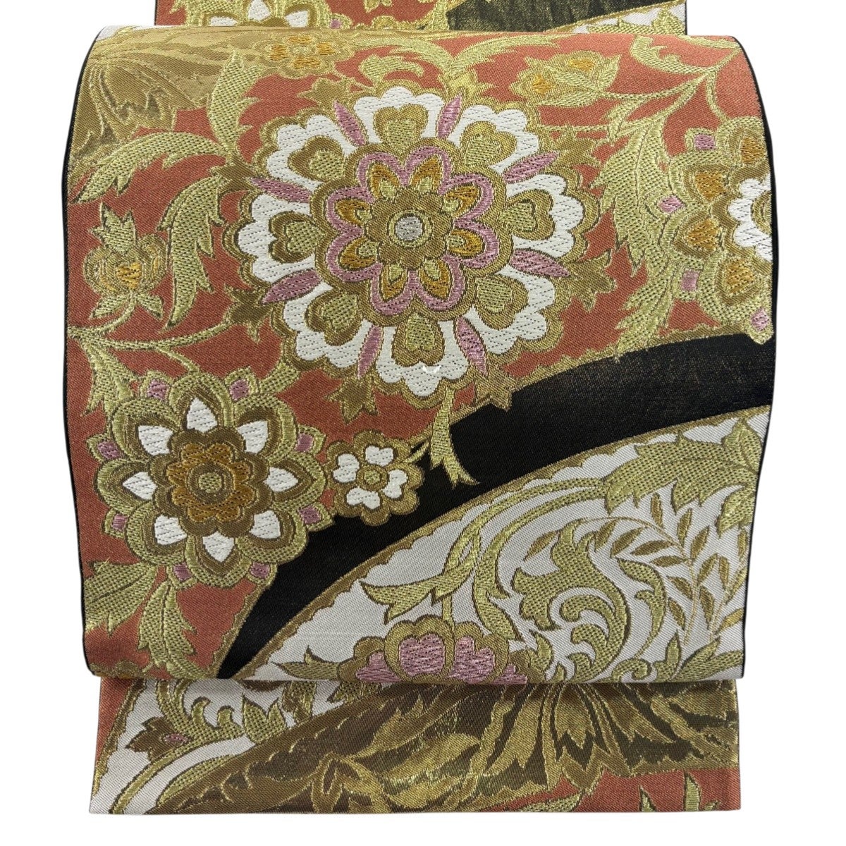 袋帯 名品 川島織物 落款あり 関西仕立て 花菱 金糸 箔 ベージュ 袋帯 名品 川島織物 落款あり 関西仕立て 花菱 金糸 箔 ベージュ