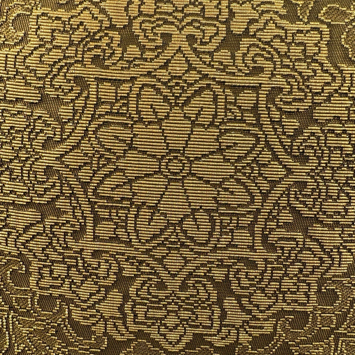 美品】 袋帯 名品 華文 花唐草 箔 黄土色 六通 正絹｜中古・古着