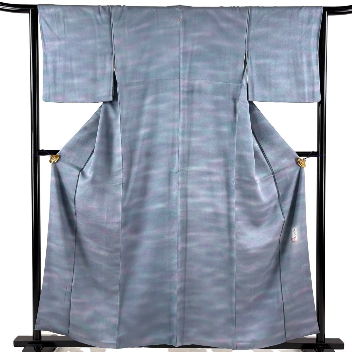美品】 付下げ 身丈155cm 裄丈62cm S 単衣 紬地 辻が花 灰茶 正絹 名品