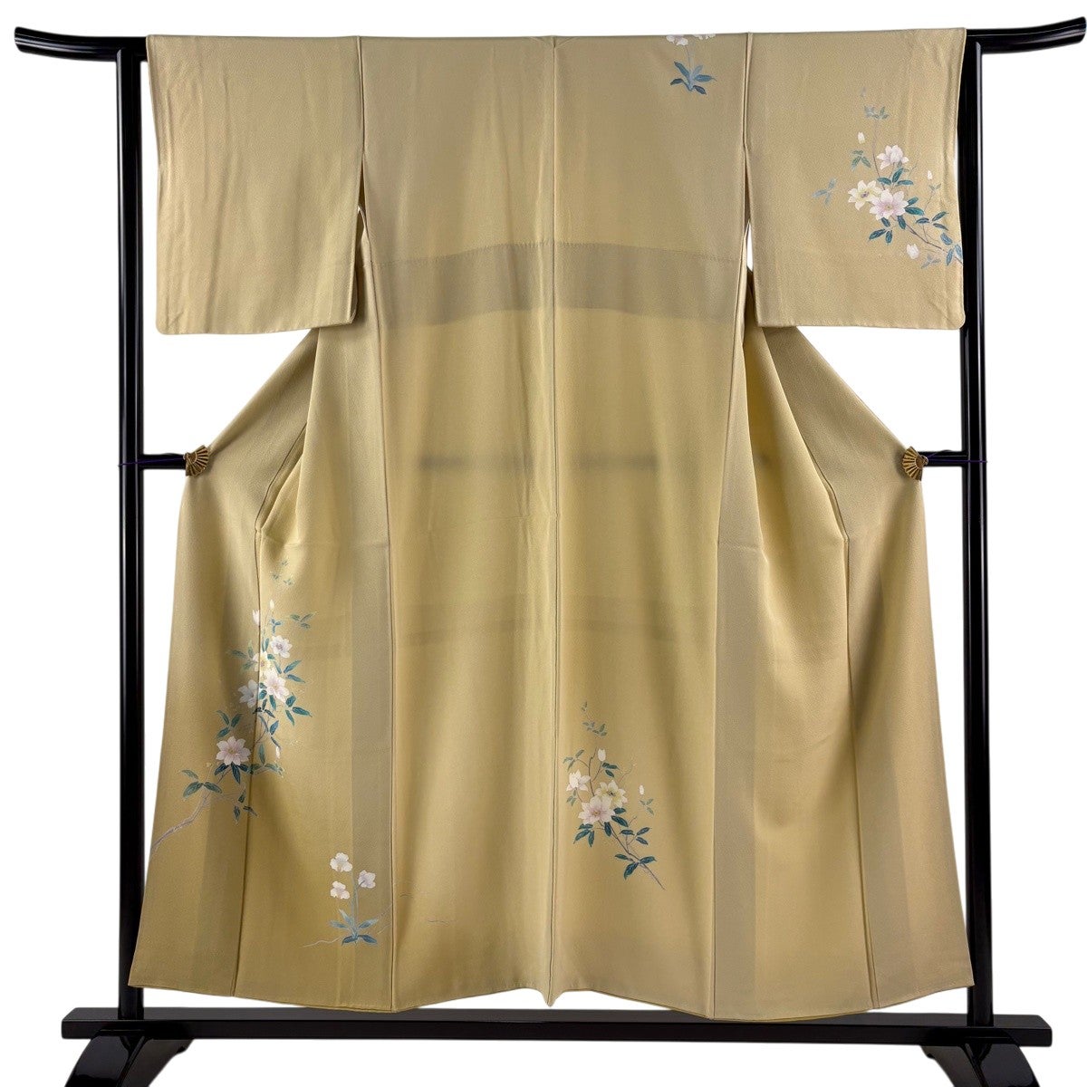 付下げ 身丈153cm 裄丈63.5cm S 袷 枝花 ぼかし 薄黄土色 正絹 秀品