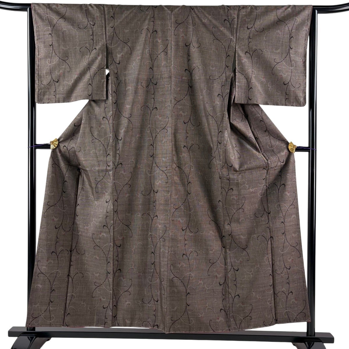 美品】 大島紬 身丈157cm 裄丈62cm S 袷 純泥染 証紙あり 縦縞 焦茶色