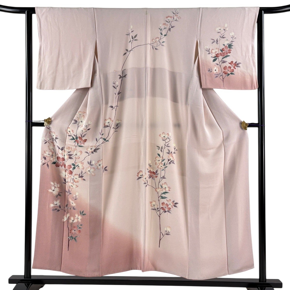 訪問着 身丈155.5cm 裄丈63.5cm S 袷 松竹梅 牡丹 ぼかし 薄ピンク