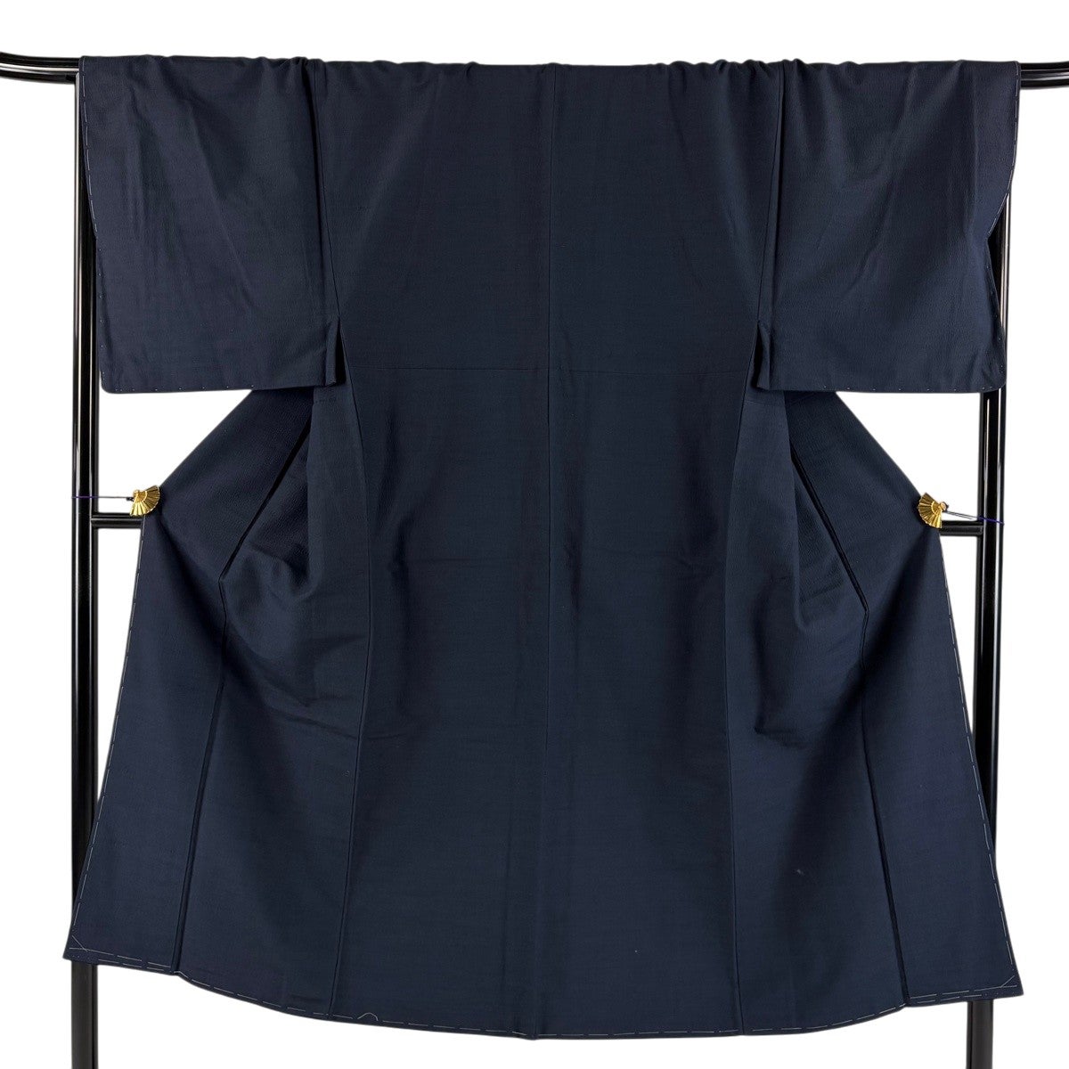 美品】 男着物 身丈151.5cm 裄丈69cm L 袷 紬 アンサンブル 紺色 正絹