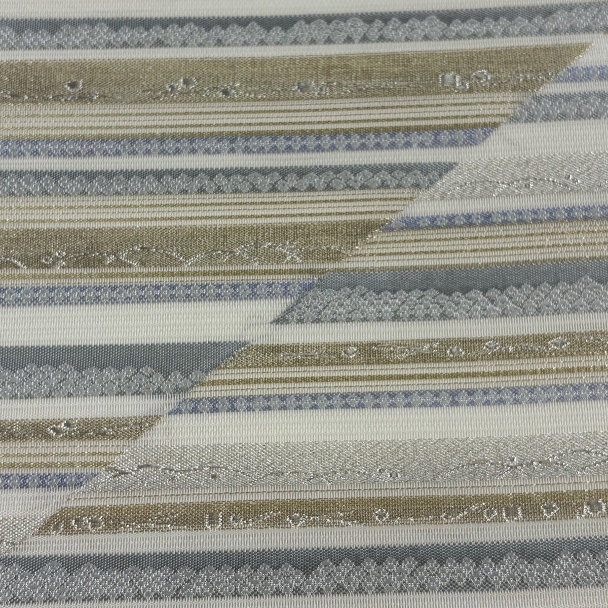 袋帯 秀品 夏帯 縞 疋田 金銀糸 クリーム 六通 正絹｜中古・古着