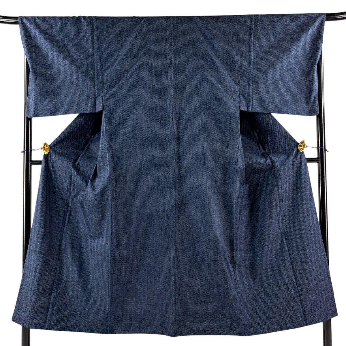 美品】 男着物 身丈146cm 裄丈69cm M 袷 アンサンブル 紬 亀甲絣 紺色