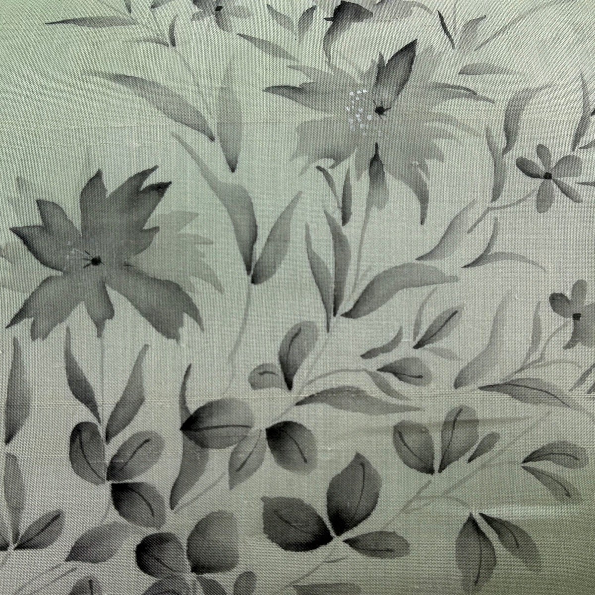 美品】 名古屋帯 秀品 夏帯 草花 ぼかし 薄緑 正絹|中古・古着 美品】 名古屋帯 秀品 夏帯 草花 ぼかし 薄緑 正絹|中古・古着