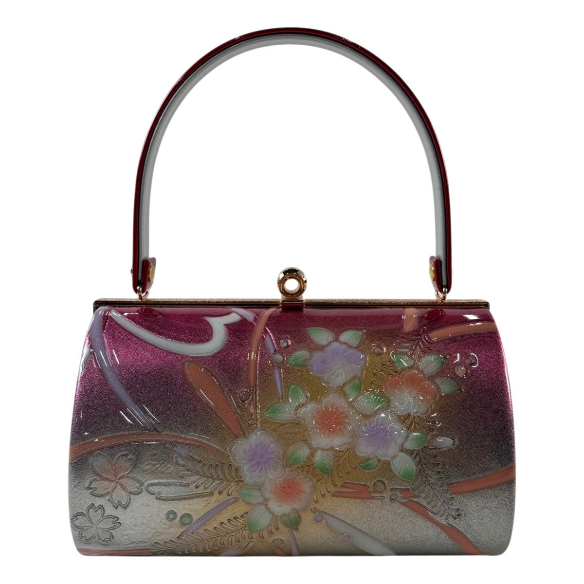 在庫一掃】 【美品】和装バッグ 優品 フォーマル 桜 鹿の子柄 箔 濃