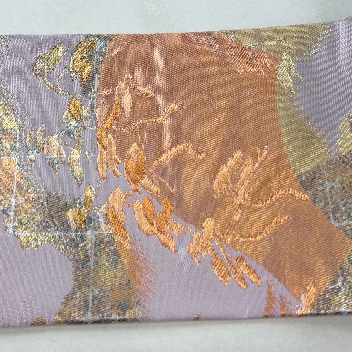 美品】 名古屋帯 優品 松 霞 金銀糸 箔 灰紫 正絹｜中古・古着