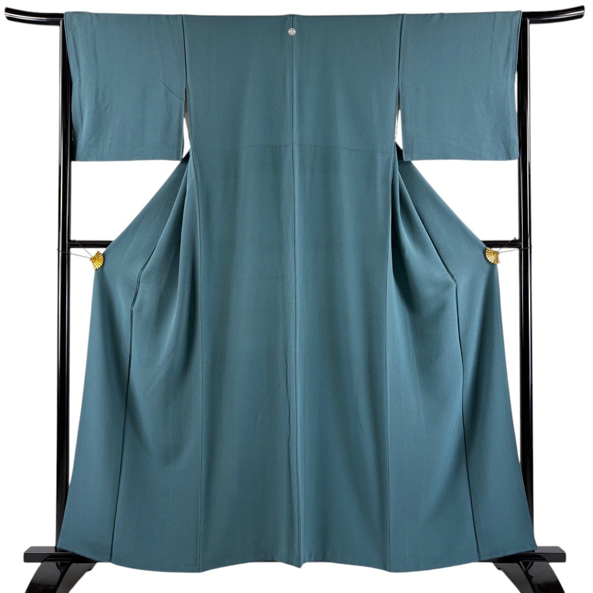色無地 身丈159cm 裄丈65cm M 袷 青緑 正絹 優品 一つ紋｜中古・古着