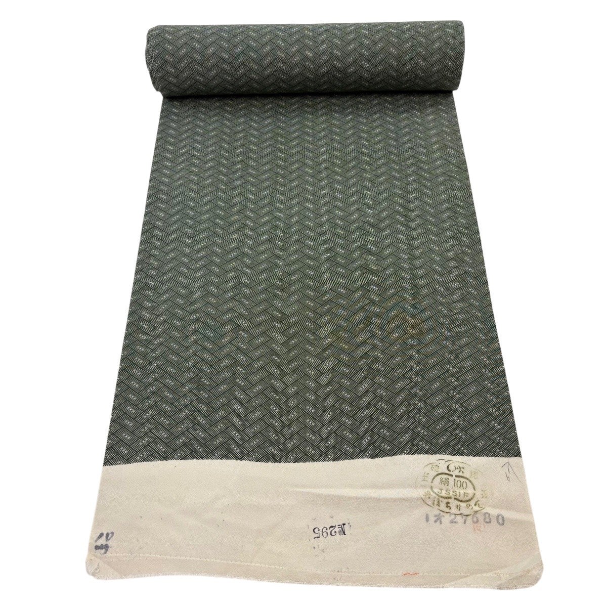 反物 秀品 小紋 草花 青緑 正絹｜中古・古着・リサイクル着物通販