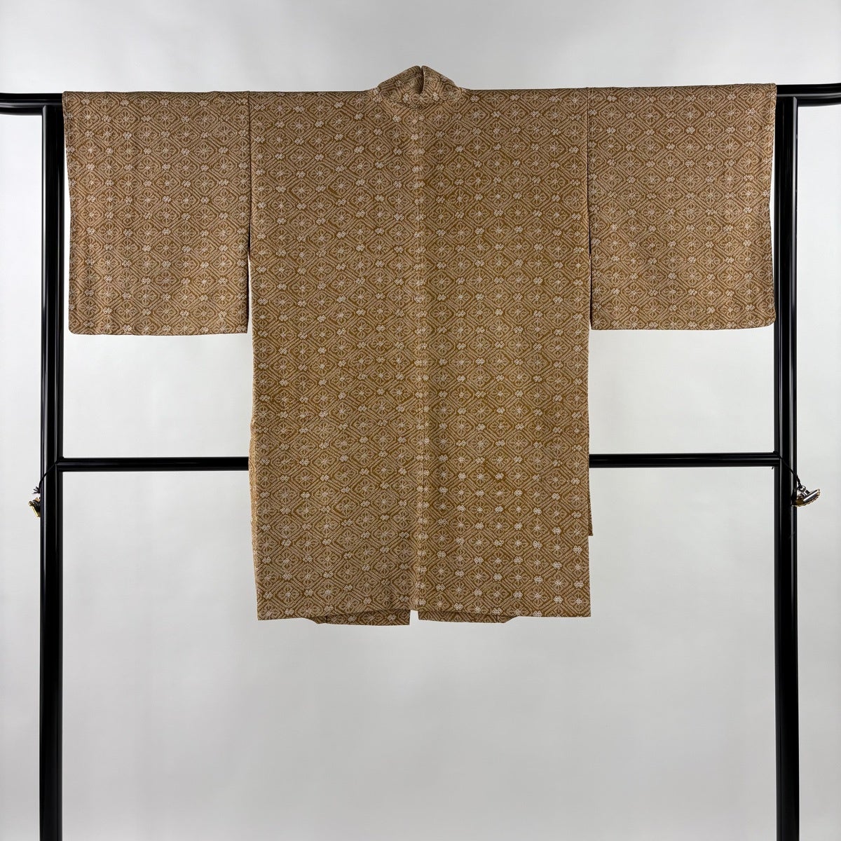 美品】 道中着 身丈94.5cm 裄丈68cm L 和装コート 紬地 麻の葉