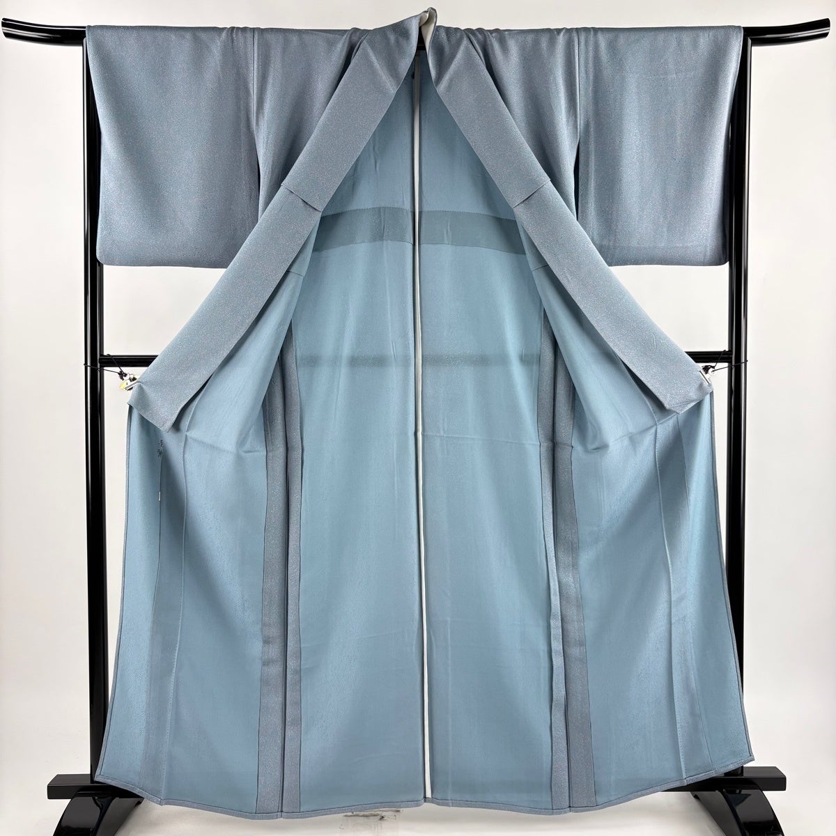 ★専用裄直し★美品 小紋 濃いブルーグレー 身丈160.0cm 袷 お洒落 正絹 美品】 小紋 身丈161.5cm 裄丈66.5cm M 単衣 落款あり 幾何学模様 青