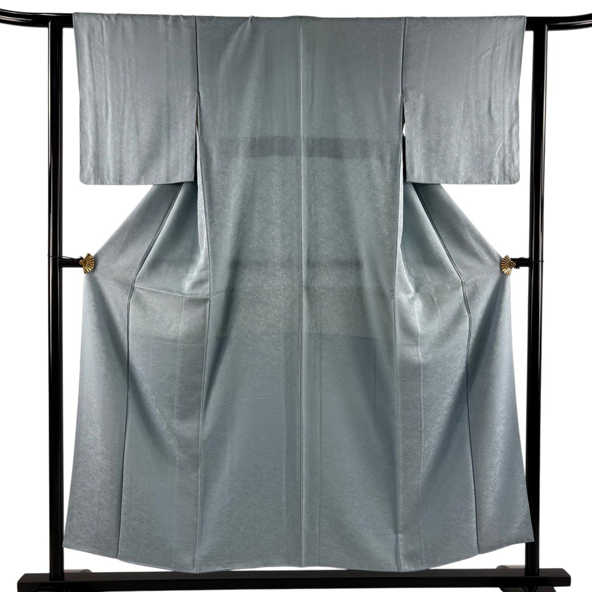美品】 色無地 身丈155cm 裄丈63.5cm S 単衣 地紋 薄オレンジ 正絹 秀