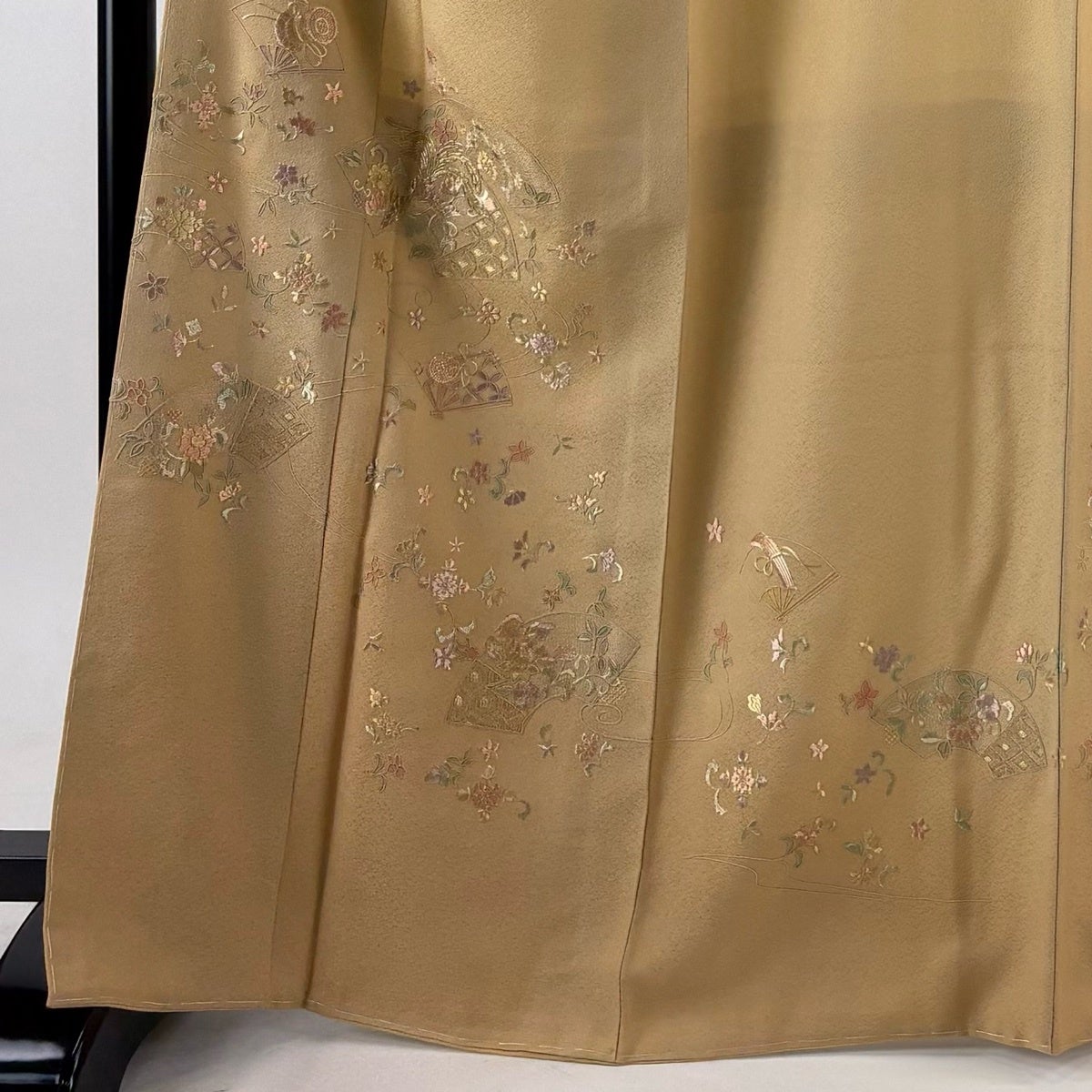 美品】 付下げ 身丈166cm 裄丈67.5cm L 袷 扇面 鳳凰 刺繍 金糸