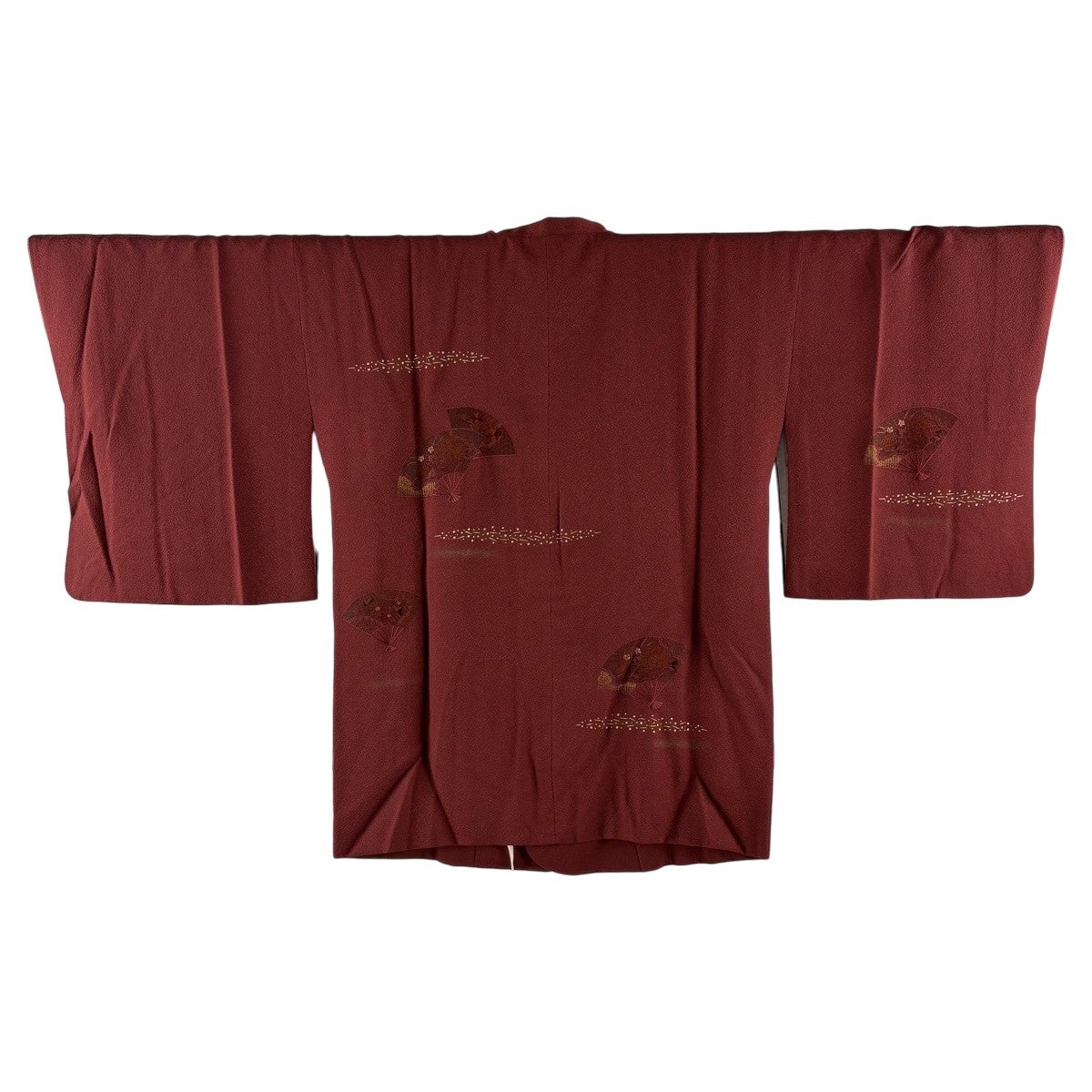 美品】 道行 身丈95cm 裄丈67cm M 和装コート 角衿 落款あり 地紋