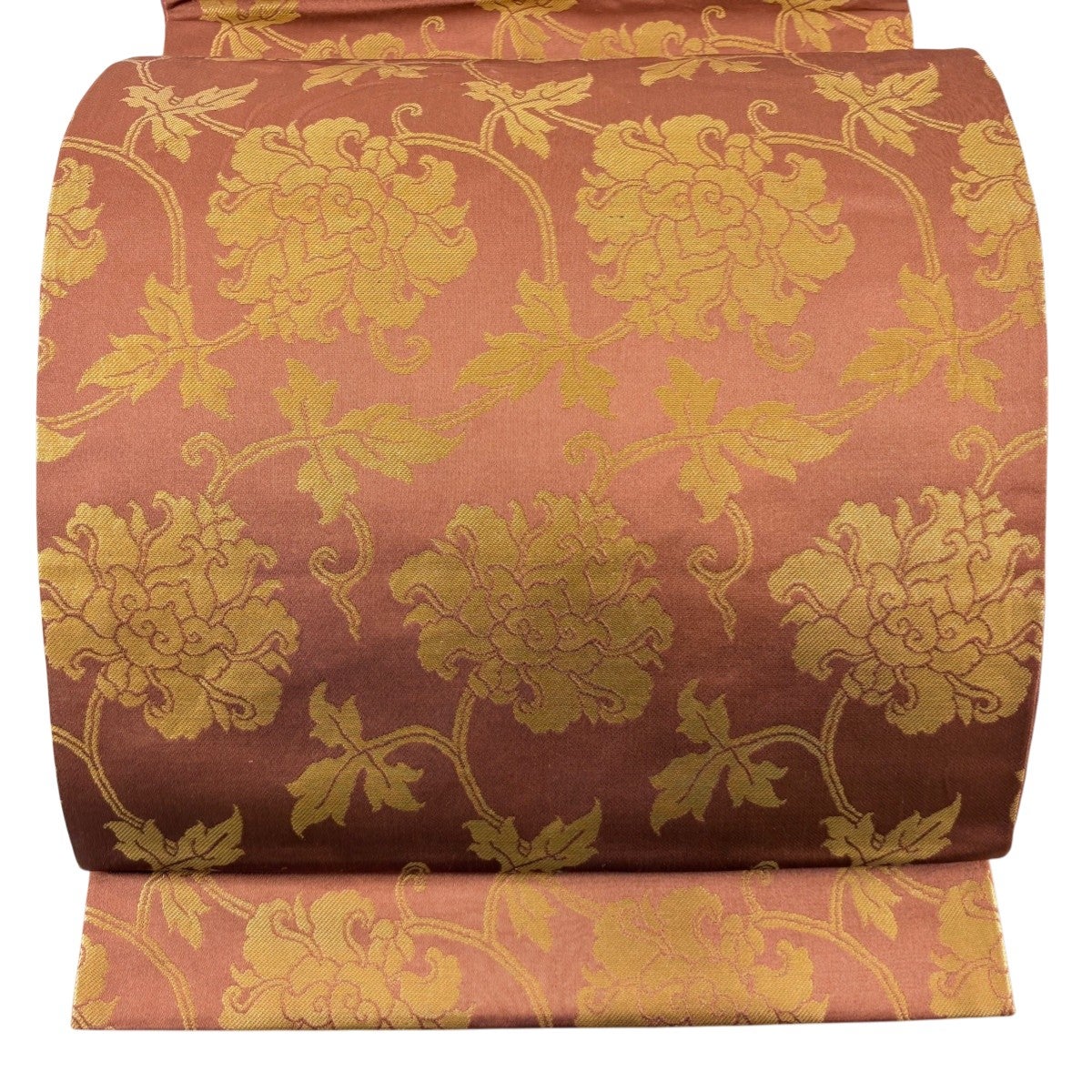 袋帯 秀品 花唐草 箔 赤茶 全通 正絹｜中古・古着・リサイクル着物通販
