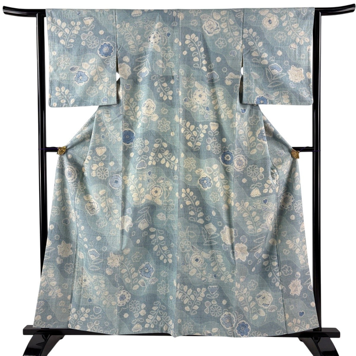 ★専用★美品 小紋 薄い灰緑 蛍ぼかし 身丈154cm 裄丈63cm 袷 お洒落 小紋 身丈159cm 裄丈62.5cm S 袷 紬地 草花 椿 ぼかし 絞り 薄緑 正絹