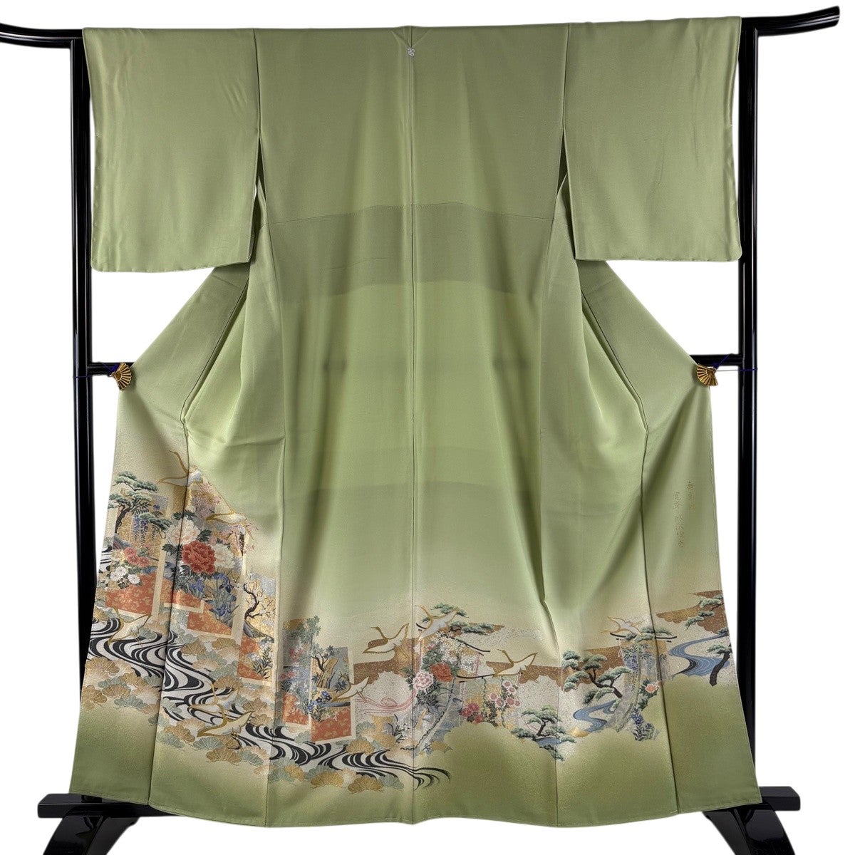色留袖 身丈159.5cm 裄丈65cm M 袷 山本寛斎 寿光織 琳派絵巻 落款あり